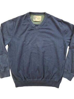 Gap 90s Minimalist Grunge Sweatshirt Mens Large Blue V-Neck Skate Streetwear